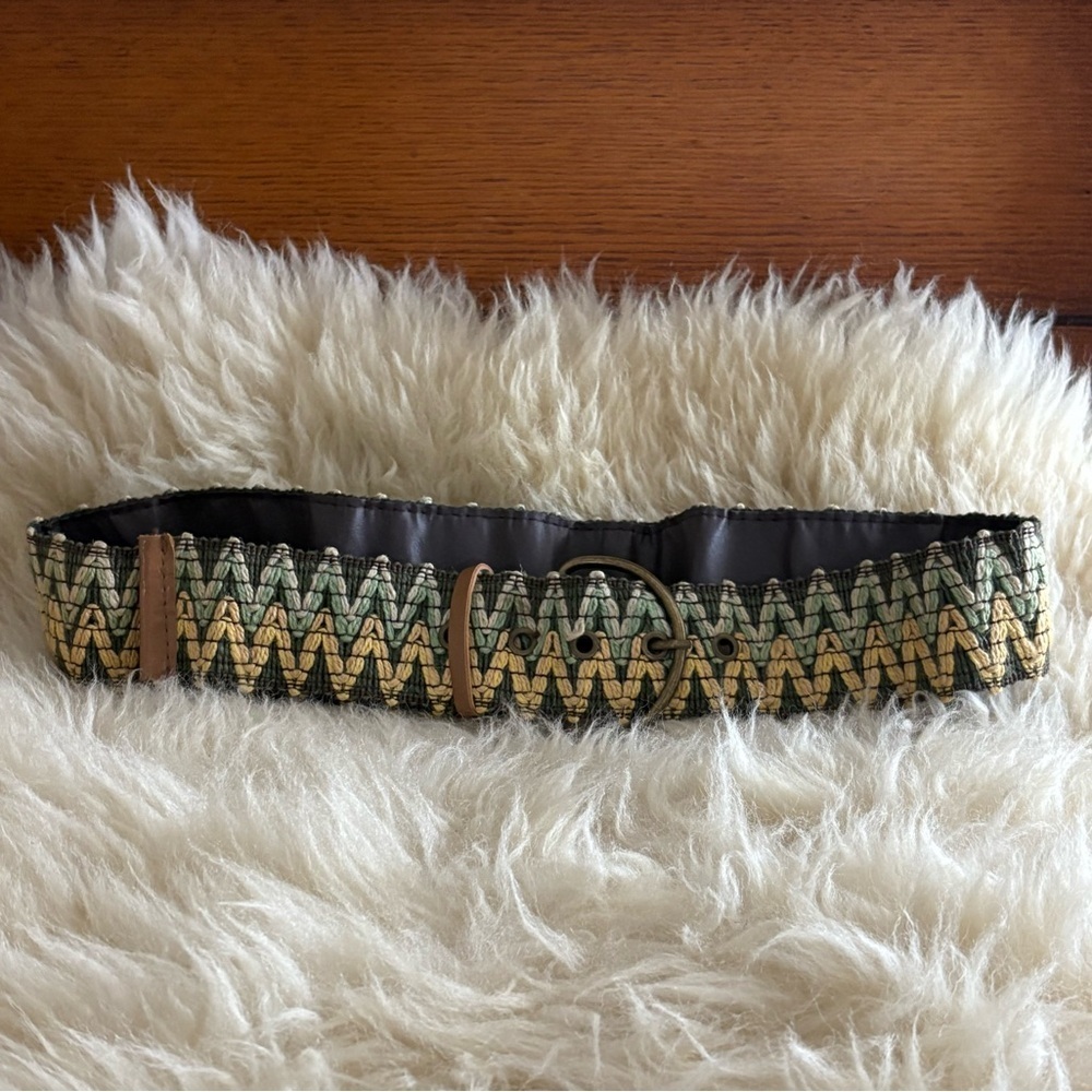 Woven Green and Yellow Belt - Picture 2 of 4